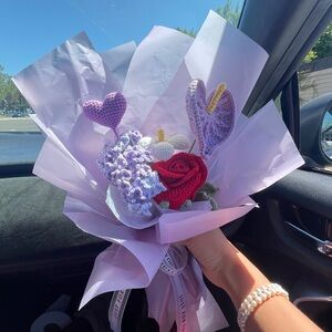 Purple and Red crochet Bouquets for Gift and Celebration